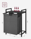 VASAGLE Laundry Hamper with Shelf and Pull-Out Bag 65L Black and Gray V227-9101263002490