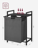 VASAGLE Laundry Hamper with Shelf and Pull-Out Bag 65L Black and Gray V227-9101263002490