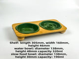 Pink Ceramic Floral Cat Slow Feeder Set - Dishwasher Safe Pet Dual Dining V888-ELOSUNG49894