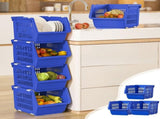3 Piece Stackable Storage Baskets with Wheels Large ABS Plastic Kitchen Toy Organizer Bins 13x9x22 V1369-AZ3-W-21557