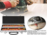 Router Bits Set, Router Bits Set of Pieces kit with shank in Aluminum Storage Case,Woodworking Tools V1366-AZ2-W-09716