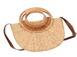 Women Rattan Bag Retro Fashion Small Semicircle Handwoven Straw Shoulder Bag Clutch Bag for Beach V1294-YM0710-3117230325111