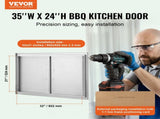 BBQ Access Door, 889x610 mm Double Outdoor Kitchen Door, Stainless Steel Flush Mount Door, Wall V952-SMMBSCJMYS35KPSP8V0