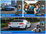 Night Vision 3 Channel Car Dash Cam Triple Record Front Cabin Rear with 32G Card Great Christmas V1221-XM-LB5585-ZS197