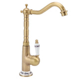 Antique Kitchen Faucet Gold All Copper European Antique Hot Cold Mixed 360&deg Rotating Kitchen V1294-YM0715-3112220048711