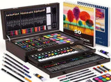 Black 175-Piece Deluxe Art Set with 2 Drawing Boards, Wax Crayons, Acrylic Paints, Colored Pencils, V1106-MSHB175003