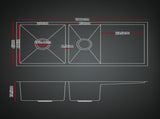 Cefito Stainless Steel Sink 100x45CM With Pull Out Mixer Tap Kitchen Basin Double Bowl Black SINK-BLACK-10045-52