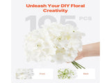 Artificial Flowers, 105 pcs Real Looking White Silk Fake Hydrangea Bulk, White Faux Bridal Shower V952-RZXQBS105PCSKMGDN001V0