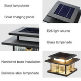 Length 30cm Outdoor Stainless Steel Post Light, Modern LED Fence Deck Cap Light Lantern Column Lamp V1107-124-38201-BLK-30CM