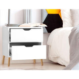 Artiss 2X Bedside Table 2 Drawers - BODEN White FURNI-E-SCAN-BS01-WHX2