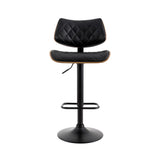 Artiss Bar Stools Kitchen Dining Chairs Gas Lift Stool Wooden Leather Black BA-TW-8095-BK