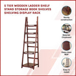 5 Tier Wooden Ladder Shelf Stand Storage Book Shelves Shelving Display Rack V63-824191