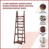 5 Tier Wooden Ladder Shelf Stand Storage Book Shelves Shelving Display Rack V63-824191