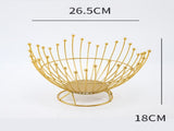 Pedestal Base Gold Modern Metal Wire Fruit Basket Bowl - Countertop Storage for Fruit & Snacks V888-ELOSUNG28027