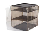 Cup Storage Rack Dustproof Stackable Plastic Clear Cup Organizer Box for Cabinet Desktop Large Black V1294-YM0710-3117230285713