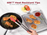 600F Heat Resistant 16in Silicone Cooking Tongs with Non Stick Rubber Tips and 12" Kitchen V1258-DP02-C-383