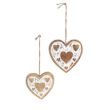 Set 2 Handcrafted Hanging Hearts 18cm, 13cm V637-50542HRT