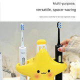 Star Electric Toothbrush Holder and Ceramic Lotion Bottle Set - Yellow Plastic Toothbrush Organizer V888-ELOSUNG56112