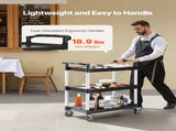 Utility Cart, 300 lbs Load Capacity, 3-tier Utility Plastic Cart with 360&deg Swivel Wheels V952-SXSYTCZHHS3C7ALPWV0