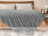 Updated Grey Throw Blanket for Couch and Bed- Super Soft and Warm 3D Checkered Fluffy Fuzzy Fleece V1107-742-51520-GRY3