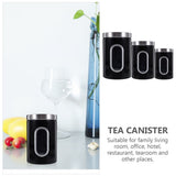 Black Stainless Steel Airtight Tea Canister Set for Household Use 3Pcs V1366-AZ2-W-18745