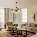 Crystal Chandelier Industrial Farmhouse, Black V178-34591