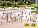 Gardeon 4-Piece Outdoor Bar Stools Plastic Metal Dining Chair Balcony White ODF-BA-CHAIR-PP-WH-4X