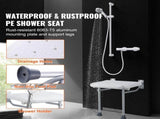 Folding PE Shower Seat, 15.7'' x 14.8'' Unfolded, Wall Mounted Fold Up Shower Bench with 500 lbs V952-SLKPEZCTWKB16SNT7V0