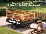 Garden Utility Trailer, 10 Cu. Ft & 227 kg Capacity, ATV UTV Hauling Trailer, Tow Behind Steel Dump V952-HYTCHSTPK10CJT946001V0