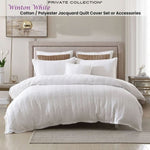 Private Collection Winton White Jacquard Quilt Cover Set Super King V442-LED-QUILTCS-WINTON-WHITE-SK