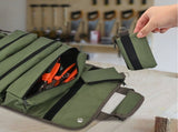 Waterproof Tool Roll Organizer With Detachable Zipper Pouches And Carry Handle For Electricians V1237-ZY-807-154