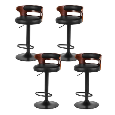 Artiss 4x Bar Stools Gas Lift Faux Leather BA-TW-8005-BKX4