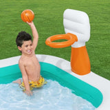 Bestway Kids Inflatable Pool Above Ground Play Pools Basketball Hoop 251x168cm BW-POOL-PLAY-54445