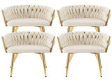 1 Set of 4 Artiss Dining Chairs Velvet Armchair Beige UPHO-C-DIN-01-VEL-BGX4