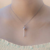Gift Box - Key White Gold Aroma Necklace Purify Oil Blend V760-GBAJ - 38
