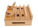 Bamboo Charging Station Multifunction 5 Ports Charging Station Rack for Phones Tablets Watches V1294-YM0626-3117220280112