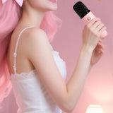 Mini Karaoke Machine - Portable MP3 Player with 2 Wireless Mics Toys & Gifts Pink V1263-JX-6967-2