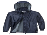 HUSKI STRATUS RAIN JACKET Waterproof Workwear Concealed Hood Windproof Packable - Navy Blue - S V563-918032-STRATUS-NAVYBLU-S