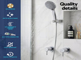 Cefito 4.5" Handheld Shower Head Round with Wall Twin Swivel Bathroom Tap Silver SHOWER-A4-RO-SI-TAP-RO