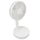 USB Desktop Fan Foldable Rechargeable Battery Makeup Mirror Function Bottom Silicone 3 Speeds White V1294-YM0523-3113220054311
