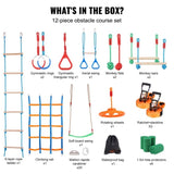 Ninja Warrior Obstacle Course for Kids, 2 x 19.8m Weatherproof Slacklines, 500lbs Weight Capacity V952-RZX652YC12J04XE08V0