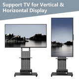 Heavy-Duty Rolling TV Cart Stand with Wheels for 32"65" TVs Height Adjustable Mobile Floor Mount V767-U-817-BK