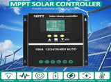 MPPT 36V/48V/24V/12V Solar Charge Controller Tools LCD Dual USB Lead Acid Lithium Batteries Quick V1107-127-61613-BLK-100A