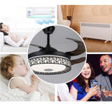 Maxkon 42 Inch Ceiling Fan with Light 3 Color MUSIC Remote Control Timer MUSIC V201-FUN0042BL8AU