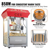 VEVOR Popcorn Popper Machine Countertop Popcorn Maker 850W 8 Oz 48 Cups Red V952-TSBMHJ8OZ850WJWNRV3