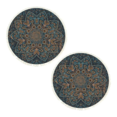 SOGA 2X 120cm Mandala Pattern Circle Area Rugs for Living Room Lounge, Anti-slip Doormat, Home Decor CARPETYH40X2