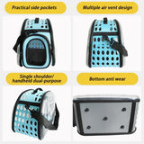 Grey Foldable Breathable Pet Carrier with Panoramic Window & Strap - EVA & Lychee Leather Crossbody V888-ELOSUNG45412
