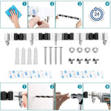Stainless Steel Wall Mounted Broom Holder, Wall Mounted Broom Hanger With 4 Slots And 5 Hooks For V1188-MS-227-1668