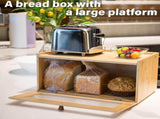 CARLA HOME Bamboo Bread Box, Kitchen Countertop Storage, Window Bread Holder LSB-36156