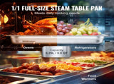 6 Pack Hotel Pans, Full Size Anti-Jam Steam 0.8mm Thick Stainless Steel Restaurant Steam Table V952-11QCCPWG25YCP9ZNIV0